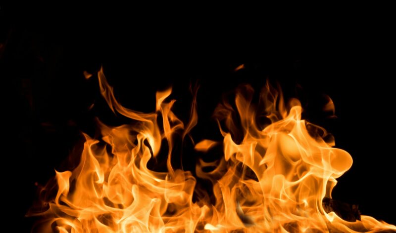 Flames of fire on black background