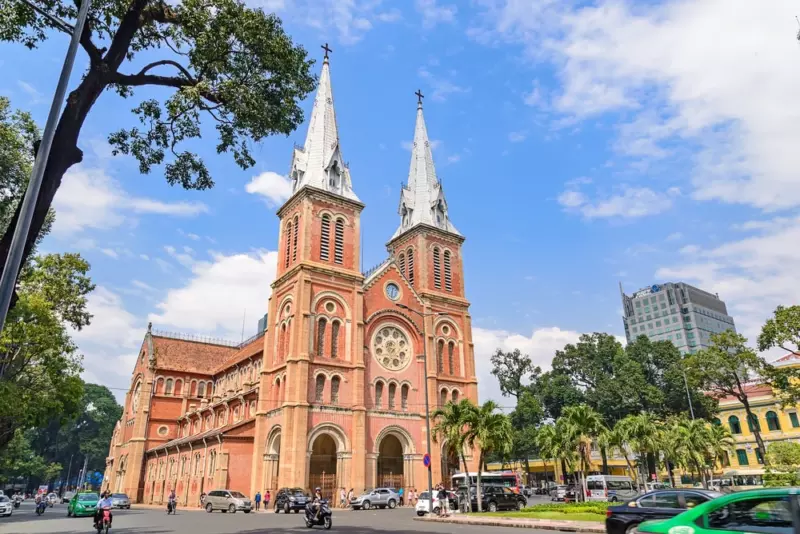 Notre Dam Church In Saigon For Christmas Mass