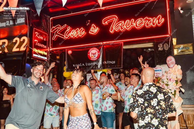 Where to watch the Europa League & Champions League Finals In Ho Chi Minh City 4 Football fans celebrating watching the football in Saigon at Kim's Tavern Girl Bar