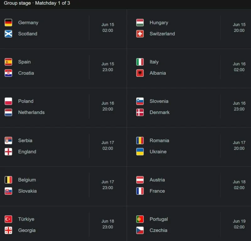Where To Watch The 2024 UEFA Euros In Saigon 2 Matchday 1 games of the UEFA euros 2024
