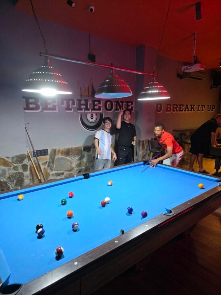 The Premier Private Event Venue in Ho Chi Minh City: Host Your Unforgettable Party at Kim's Tavern 1 Manchaster United Legend Nani playing pool at Kims Tavern Girl Bar In Ho Chi Minh City