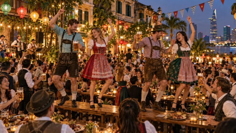 Oktoberfest in Ho Chi Minh City: Beer Tents, Bratwurst and Where to Keep the Party Going 3 Guests In lederhosen In Ho Chi Minh Citys Oktoberfest
