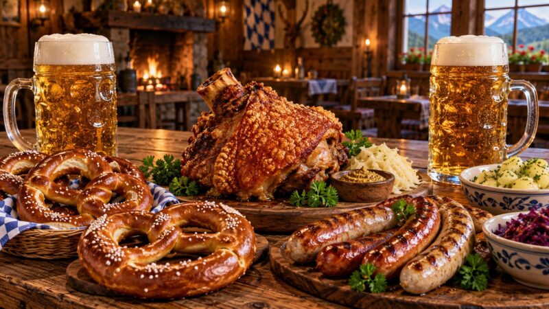 Oktoberfest in Ho Chi Minh City: Beer Tents, Bratwurst and Where to Keep the Party Going 4 Table loaded with pork knuckle pretzels sausages and giant beer steins for Oktoberfest